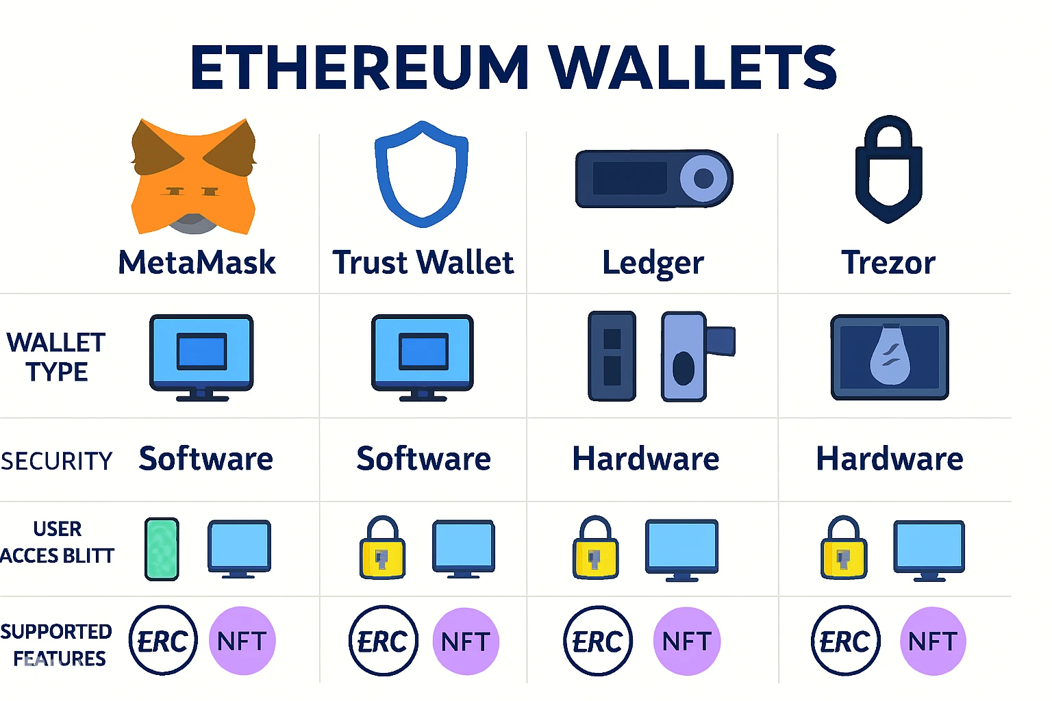 مقایسه کیف پولهای مخصوص شبکه اتریوم